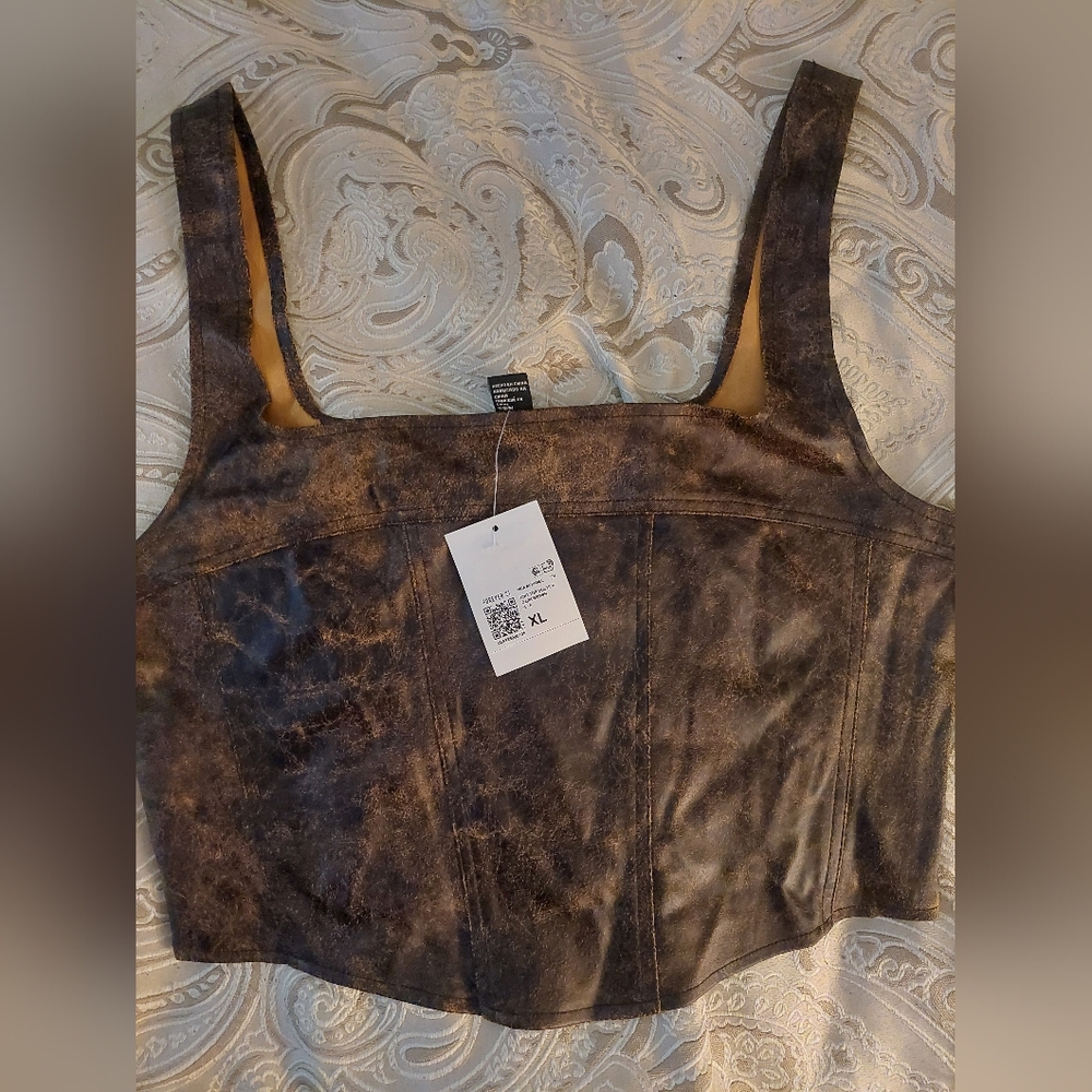 Forever 21 Brown Sleeveless Bustier Crop Top